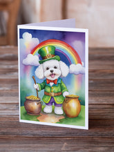 Load image into Gallery viewer, Bichon Frise St Patrick's Day Greeting Cards - Blank Note Cards – 8-Pack of Artist-Designed Cards with Envelopes