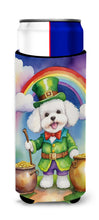 Load image into Gallery viewer, Bichon Frise St Patrick's Day Slim Can Huggers – Fun, Functional Drink Coolers for Every Occasion