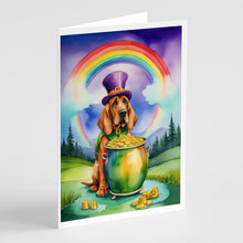 Load image into Gallery viewer, Bloodhound St Patrick's Day Greeting Cards - Blank Note Cards – 8-Pack of Artist-Designed Cards with Envelopes