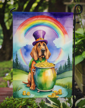 Load image into Gallery viewer, Bloodhound St. Patrick’s Day Garden Flag – Dog with Pot of Gold &amp; Rainbow Yard Decor