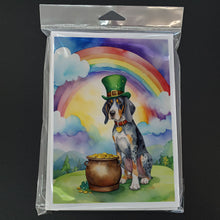 Load image into Gallery viewer, Bluetick Coonhound St Patrick's Day Greeting Cards - Blank Note Cards – 8-Pack of Artist-Designed Cards with Envelopes
