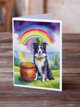 Load image into Gallery viewer, Border Collie St Patrick's Day Greeting Cards - Blank Note Cards – 8-Pack of Artist-Designed Cards with Envelopes