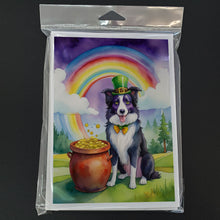 Load image into Gallery viewer, Border Collie St Patrick's Day Greeting Cards - Blank Note Cards – 8-Pack of Artist-Designed Cards with Envelopes