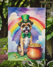 Load image into Gallery viewer, Border Terrier St. Patrick’s Day Garden Flag – Dog with Pot of Gold &amp; Rainbow Yard Decor