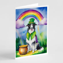 Load image into Gallery viewer, Borzoi St Patrick's Day Greeting Cards - Blank Note Cards – 8-Pack of Artist-Designed Cards with Envelopes