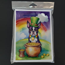Load image into Gallery viewer, Boston Terrier St Patrick's Day Greeting Cards - Blank Note Cards – 8-Pack of Artist-Designed Cards with Envelopes
