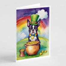 Load image into Gallery viewer, Boston Terrier St Patrick's Day Greeting Cards - Blank Note Cards – 8-Pack of Artist-Designed Cards with Envelopes