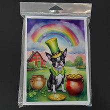 Load image into Gallery viewer, Boston Terrier St Patrick's Day Greeting Cards - Blank Note Cards – 8-Pack of Artist-Designed Cards with Envelopes