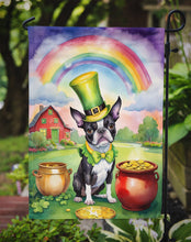 Load image into Gallery viewer, Boston Terrier St. Patrick’s Day Garden Flag – Dog with Pot of Gold &amp; Rainbow Yard Decor
