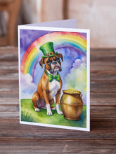 Load image into Gallery viewer, Boxer St Patrick's Day Greeting Cards - Blank Note Cards – 8-Pack of Artist-Designed Cards with Envelopes