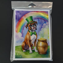 Load image into Gallery viewer, Boxer St Patrick's Day Greeting Cards - Blank Note Cards – 8-Pack of Artist-Designed Cards with Envelopes