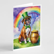 Load image into Gallery viewer, Boxer St Patrick's Day Greeting Cards - Blank Note Cards – 8-Pack of Artist-Designed Cards with Envelopes