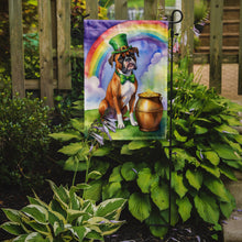 Load image into Gallery viewer, Boxer St. Patrick’s Day Garden Flag – Dog with Pot of Gold &amp; Rainbow Yard Decor