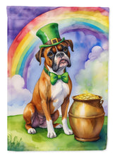 Load image into Gallery viewer, Boxer St. Patrick’s Day Garden Flag – Dog with Pot of Gold &amp; Rainbow Yard Decor