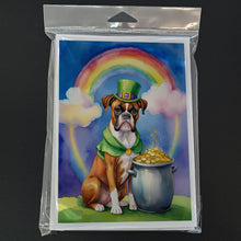 Load image into Gallery viewer, Boxer St Patrick's Day Greeting Cards - Blank Note Cards – 8-Pack of Artist-Designed Cards with Envelopes