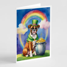 Load image into Gallery viewer, Boxer St Patrick's Day Greeting Cards - Blank Note Cards – 8-Pack of Artist-Designed Cards with Envelopes