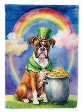 Load image into Gallery viewer, Boxer St. Patrick’s Day Garden Flag – Dog with Pot of Gold &amp; Rainbow Yard Decor