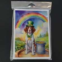 Load image into Gallery viewer, Brittany Spaniel St Patrick's Day Greeting Cards - Blank Note Cards – 8-Pack of Artist-Designed Cards with Envelopes