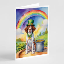 Load image into Gallery viewer, Brittany Spaniel St Patrick's Day Greeting Cards - Blank Note Cards – 8-Pack of Artist-Designed Cards with Envelopes