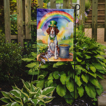 Load image into Gallery viewer, Brittany Spaniel St. Patrick’s Day Garden Flag – Dog with Pot of Gold &amp; Rainbow Yard Decor