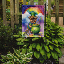 Load image into Gallery viewer, Brussels Griffon St. Patrick’s Day Garden Flag – Dog with Pot of Gold &amp; Rainbow Yard Decor