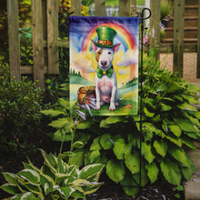 Load image into Gallery viewer, Bull Terrier St. Patrick’s Day Garden Flag – Dog with Pot of Gold &amp; Rainbow Yard Decor