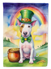 Load image into Gallery viewer, Bull Terrier St. Patrick’s Day Garden Flag – Dog with Pot of Gold &amp; Rainbow Yard Decor