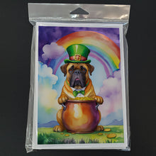 Load image into Gallery viewer, Bullmastiff St Patrick's Day Greeting Cards - Blank Note Cards – 8-Pack of Artist-Designed Cards with Envelopes