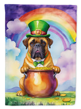 Load image into Gallery viewer, Bullmastiff St. Patrick’s Day Garden Flag – Dog with Pot of Gold &amp; Rainbow Yard Decor