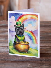 Load image into Gallery viewer, Cairn Terrier St Patrick's Day Greeting Cards - Blank Note Cards – 8-Pack of Artist-Designed Cards with Envelopes