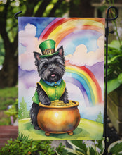 Load image into Gallery viewer, Cairn Terrier St. Patrick’s Day Garden Flag – Dog with Pot of Gold &amp; Rainbow Yard Decor