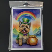 Load image into Gallery viewer, Cairn Terrier St Patrick's Day Greeting Cards - Blank Note Cards – 8-Pack of Artist-Designed Cards with Envelopes