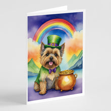 Load image into Gallery viewer, Cairn Terrier St Patrick's Day Greeting Cards - Blank Note Cards – 8-Pack of Artist-Designed Cards with Envelopes