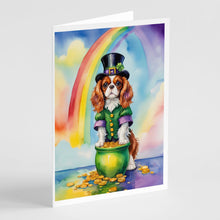 Load image into Gallery viewer, Cavalier Spaniel St Patrick's Day Greeting Cards - Blank Note Cards – 8-Pack of Artist-Designed Cards with Envelopes