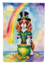 Load image into Gallery viewer, Cavalier Spaniel St. Patrick’s Day Garden Flag – Dog with Pot of Gold &amp; Rainbow Yard Decor