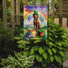 Load image into Gallery viewer, Chesapeake Bay Retriever St. Patrick’s Day Garden Flag – Dog with Pot of Gold &amp; Rainbow Yard Decor