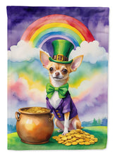 Load image into Gallery viewer, Chihuahua St. Patrick’s Day Garden Flag – Dog with Pot of Gold &amp; Rainbow Yard Decor