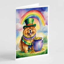 Load image into Gallery viewer, Chow Chow St Patrick's Day Greeting Cards - Blank Note Cards – 8-Pack of Artist-Designed Cards with Envelopes