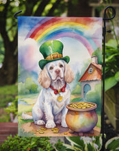 Load image into Gallery viewer, Clumber Spaniel St. Patrick’s Day Garden Flag – Dog with Pot of Gold &amp; Rainbow Yard Decor