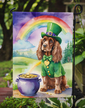 Load image into Gallery viewer, Cocker Spaniel St. Patrick’s Day Garden Flag – Dog with Pot of Gold &amp; Rainbow Yard Decor