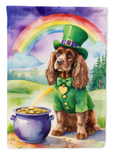 Load image into Gallery viewer, Cocker Spaniel St. Patrick’s Day Garden Flag – Dog with Pot of Gold &amp; Rainbow Yard Decor