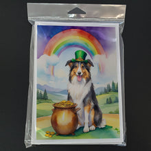 Load image into Gallery viewer, Collie St Patrick's Day Greeting Cards - Blank Note Cards – 8-Pack of Artist-Designed Cards with Envelopes