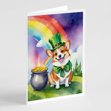 Load image into Gallery viewer, Corgi St Patrick's Day Greeting Cards - Blank Note Cards – 8-Pack of Artist-Designed Cards with Envelopes