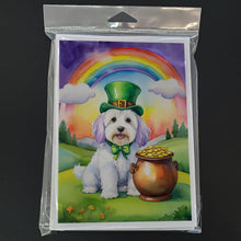 Load image into Gallery viewer, Coton de Tulear St Patrick's Day Greeting Cards - Blank Note Cards – 8-Pack of Artist-Designed Cards with Envelopes