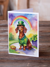 Load image into Gallery viewer, Dachshund St Patrick's Day Greeting Cards - Blank Note Cards – 8-Pack of Artist-Designed Cards with Envelopes