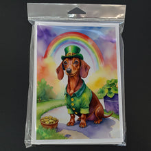 Load image into Gallery viewer, Dachshund St Patrick's Day Greeting Cards - Blank Note Cards – 8-Pack of Artist-Designed Cards with Envelopes