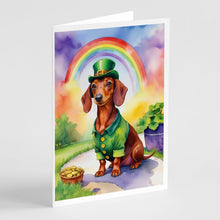 Load image into Gallery viewer, Dachshund St Patrick's Day Greeting Cards - Blank Note Cards – 8-Pack of Artist-Designed Cards with Envelopes