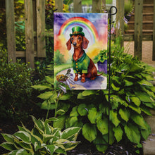 Load image into Gallery viewer, Dachshund St. Patrick’s Day Garden Flag – Dog with Pot of Gold &amp; Rainbow Yard Decor