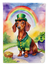 Load image into Gallery viewer, Dachshund St. Patrick’s Day Garden Flag – Dog with Pot of Gold &amp; Rainbow Yard Decor