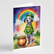 Load image into Gallery viewer, Dalmatian St Patrick's Day Greeting Cards - Blank Note Cards – 8-Pack of Artist-Designed Cards with Envelopes